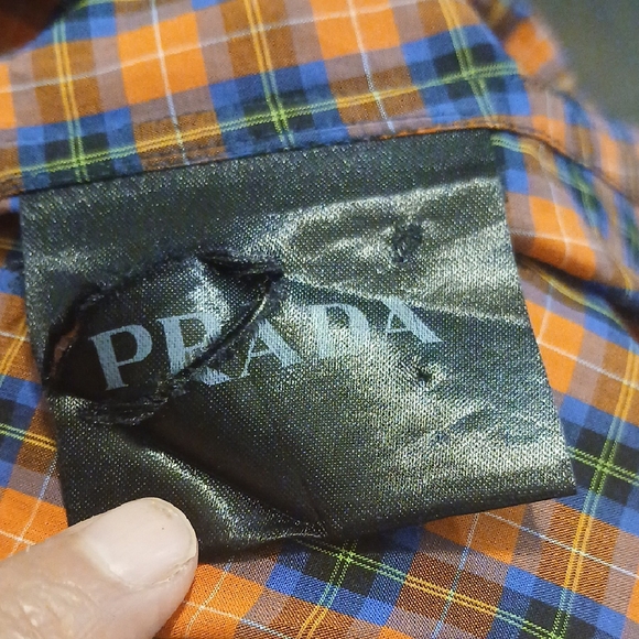 Prada Casual Orange and Blue Button Down Shirt - Picture 6 of 8